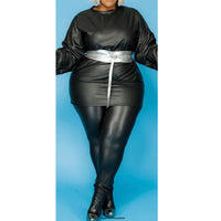 Two Piece Faux Leather Set